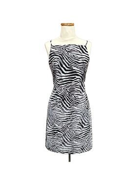 CDC black white zebra print square neck sleeveless dress Size 14